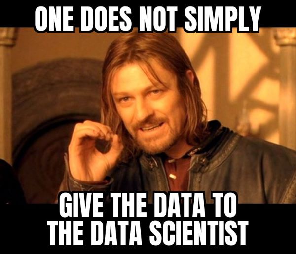 One does not simply give the data to the data scientist